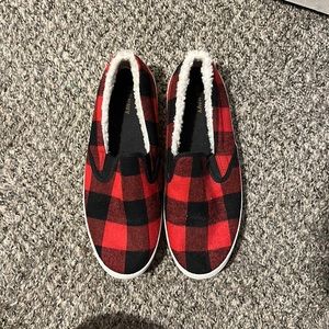 Flannel slip on shoes
